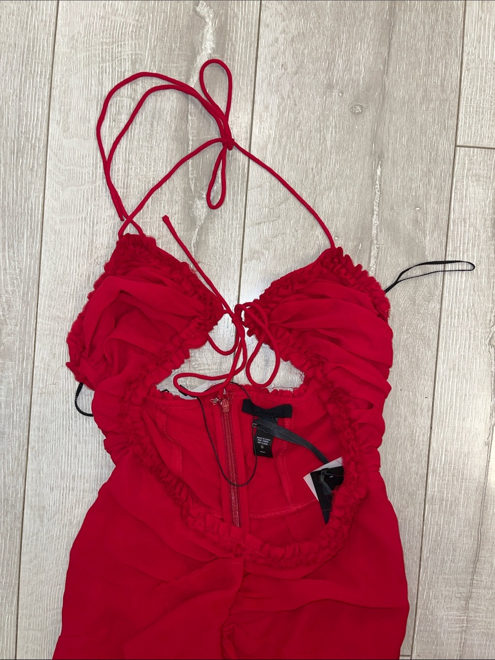🌹🌹NWT H:hours Red Ruffled Cutout Detail Halter Maxi Dress XXS- never worn!🌹🌹 - Picture 6 of 10
